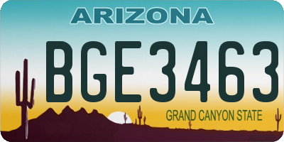AZ license plate BGE3463