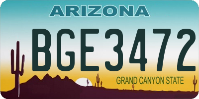 AZ license plate BGE3472