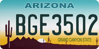 AZ license plate BGE3502