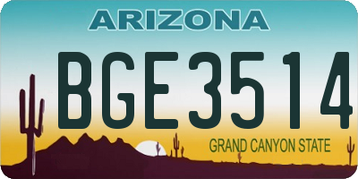 AZ license plate BGE3514