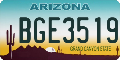 AZ license plate BGE3519