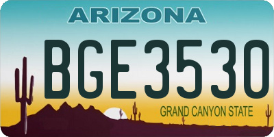 AZ license plate BGE3530