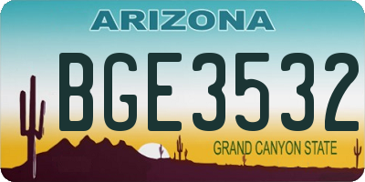 AZ license plate BGE3532