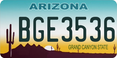 AZ license plate BGE3536
