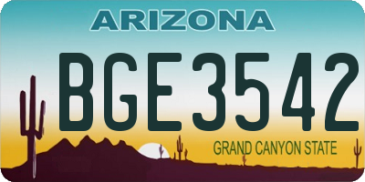 AZ license plate BGE3542
