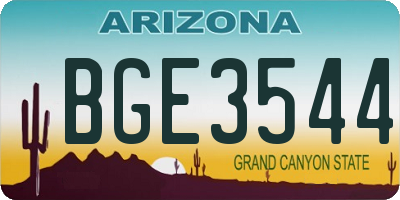 AZ license plate BGE3544