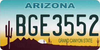 AZ license plate BGE3552