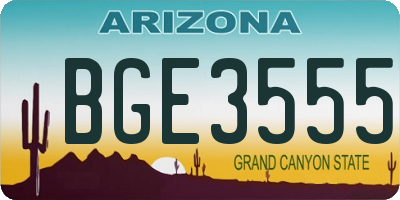 AZ license plate BGE3555