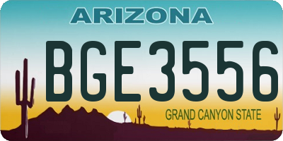 AZ license plate BGE3556