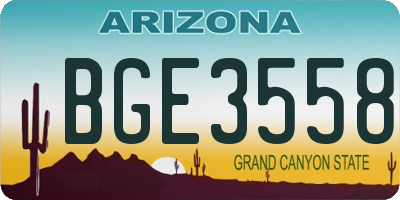 AZ license plate BGE3558