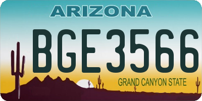 AZ license plate BGE3566
