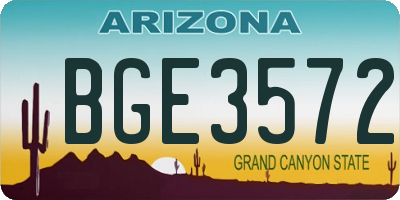 AZ license plate BGE3572