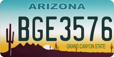 AZ license plate BGE3576