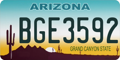 AZ license plate BGE3592