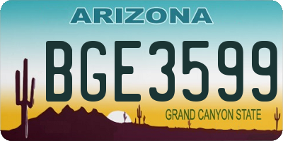 AZ license plate BGE3599