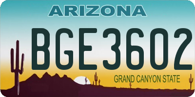 AZ license plate BGE3602