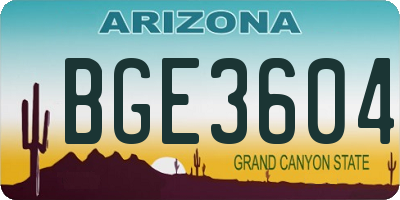 AZ license plate BGE3604