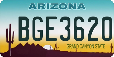 AZ license plate BGE3620