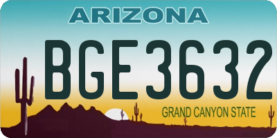 AZ license plate BGE3632