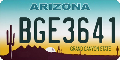 AZ license plate BGE3641