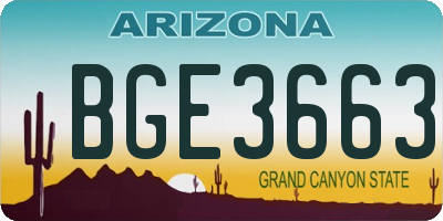 AZ license plate BGE3663