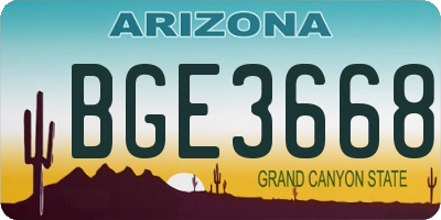 AZ license plate BGE3668