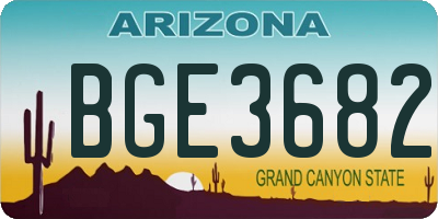 AZ license plate BGE3682
