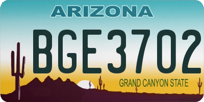 AZ license plate BGE3702
