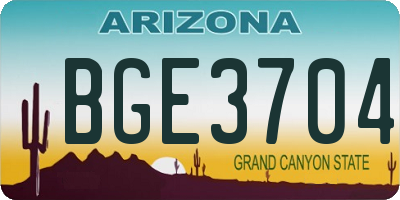 AZ license plate BGE3704