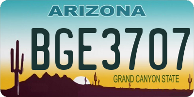 AZ license plate BGE3707