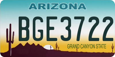 AZ license plate BGE3722