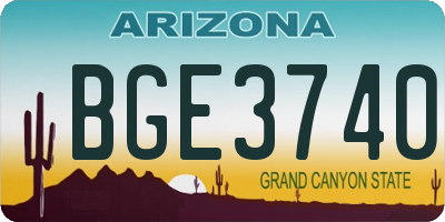 AZ license plate BGE3740