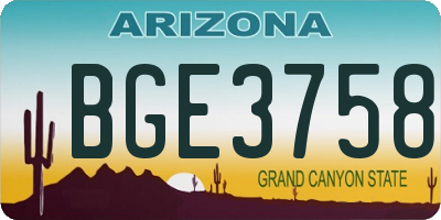 AZ license plate BGE3758