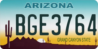 AZ license plate BGE3764