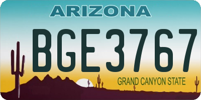 AZ license plate BGE3767