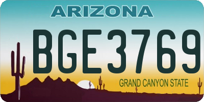 AZ license plate BGE3769