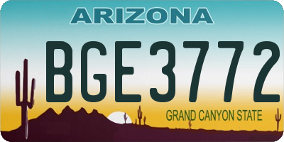 AZ license plate BGE3772