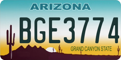 AZ license plate BGE3774