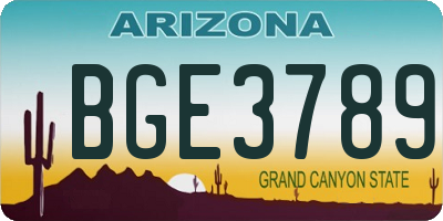 AZ license plate BGE3789