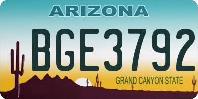 AZ license plate BGE3792