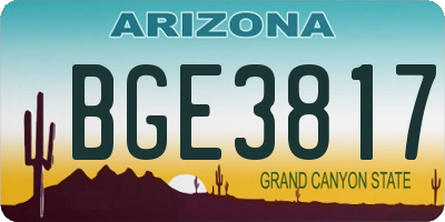 AZ license plate BGE3817
