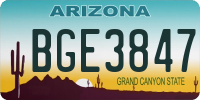 AZ license plate BGE3847