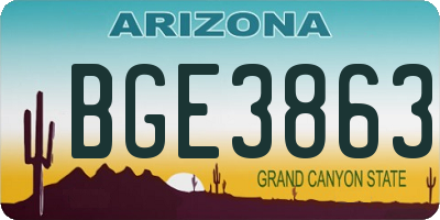 AZ license plate BGE3863