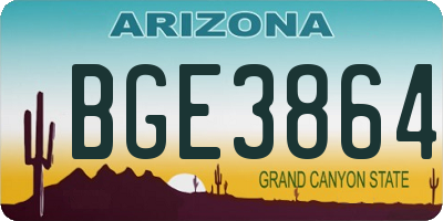 AZ license plate BGE3864