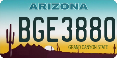 AZ license plate BGE3880