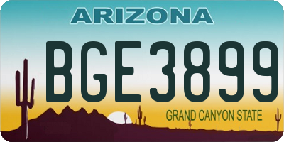 AZ license plate BGE3899