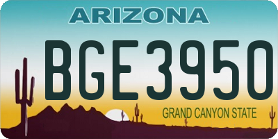 AZ license plate BGE3950