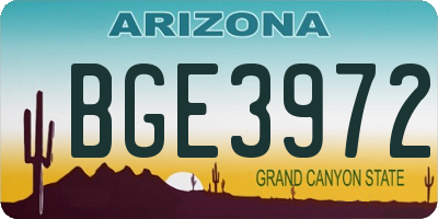 AZ license plate BGE3972