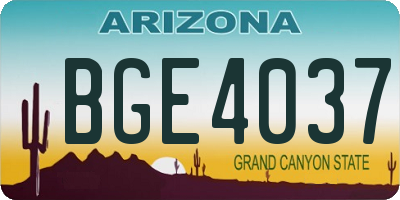 AZ license plate BGE4037