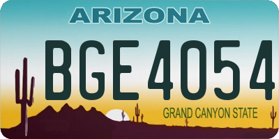AZ license plate BGE4054